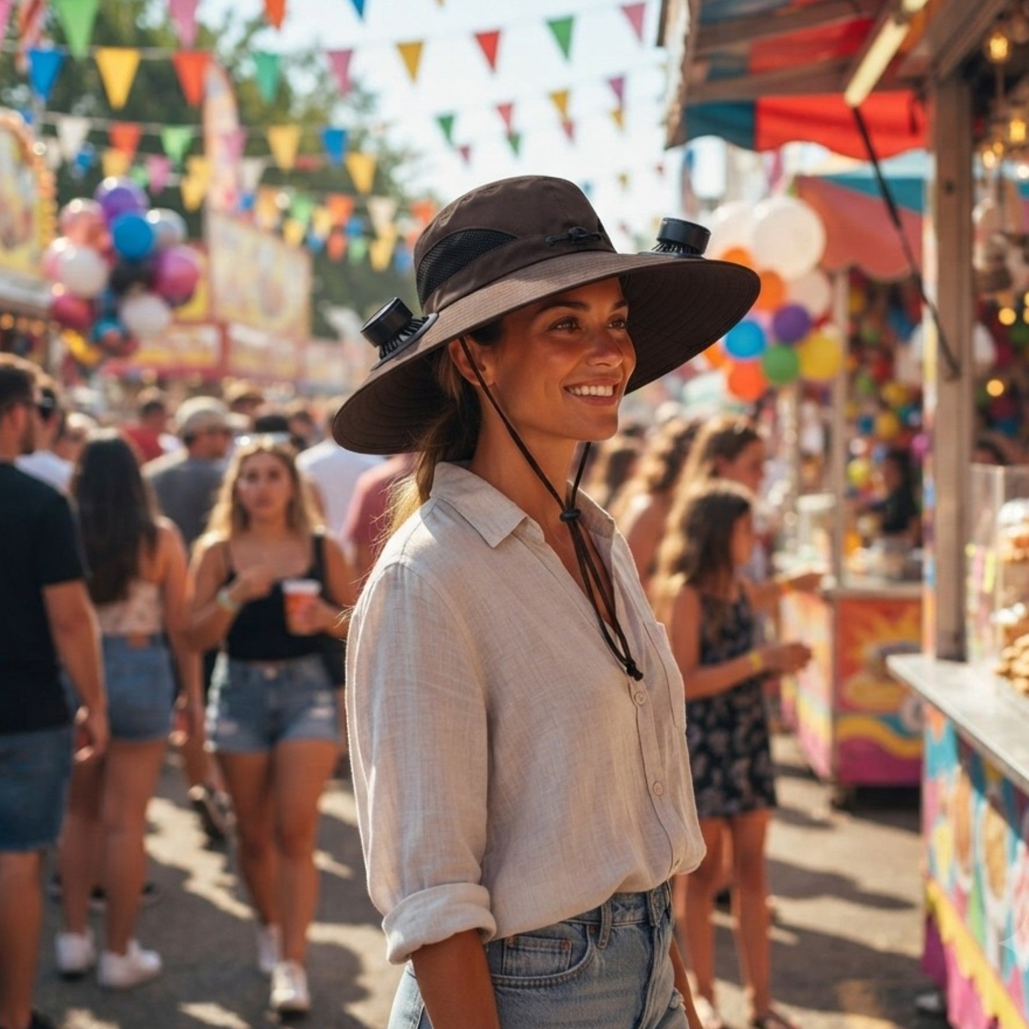 Sombrero con ventilador solar