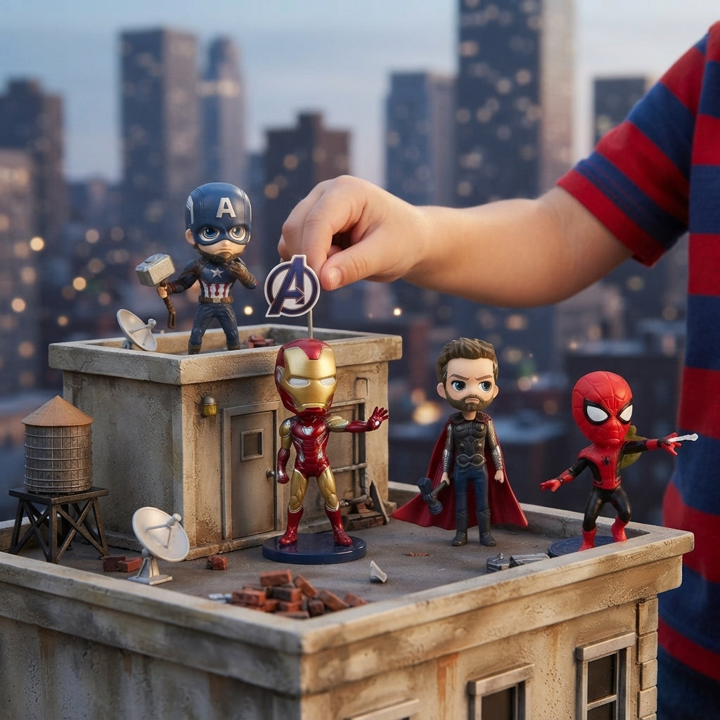 Set de 4 figuras coleccionables de superhéroes