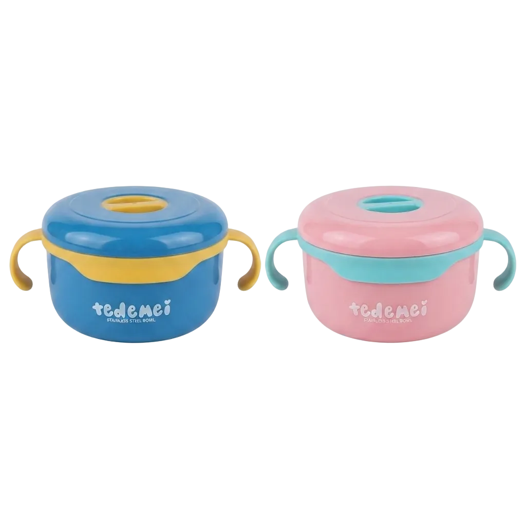 Tazón térmico infantil de acero inoxidable con asas, Tedemei