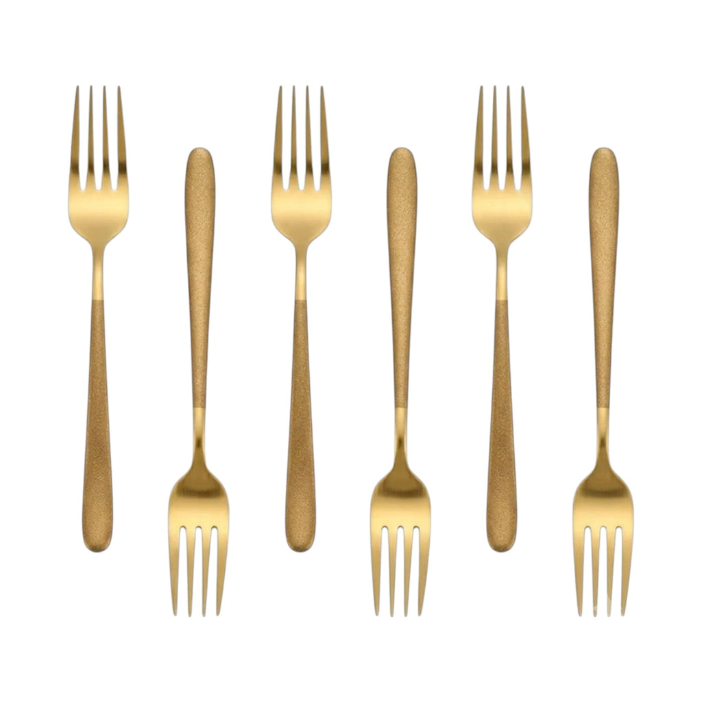 Set de tenedores / 6 piezas, color oro y dorado