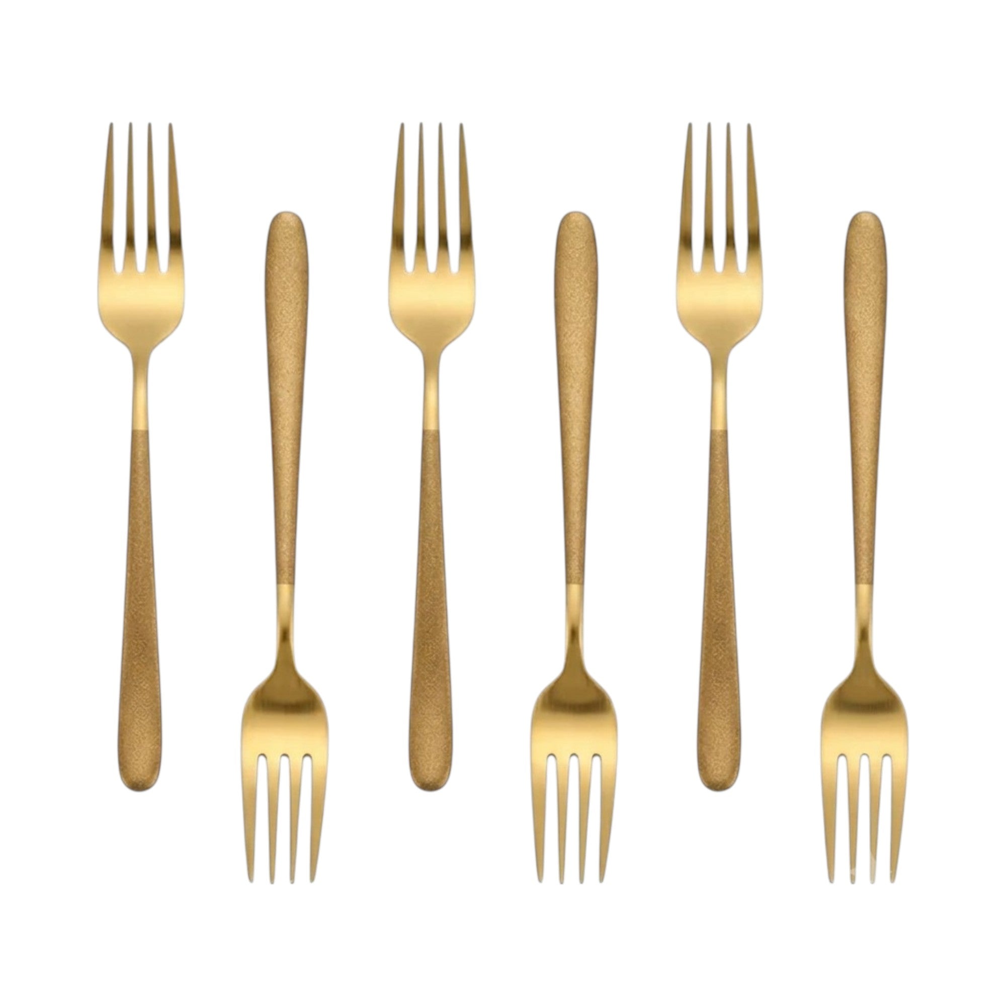 Set de tenedores / 6 piezas, color oro y dorado