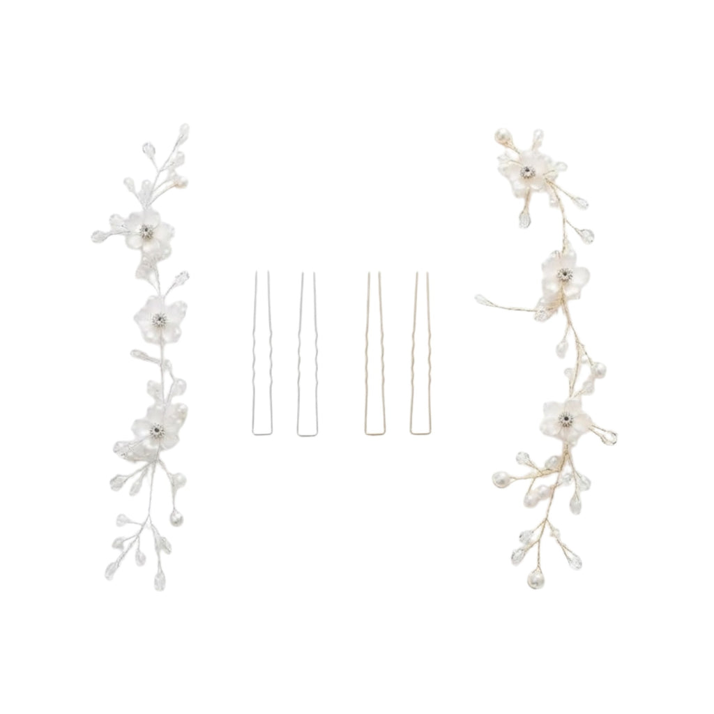Guirnalda flexible para el cabello con flores y perlas