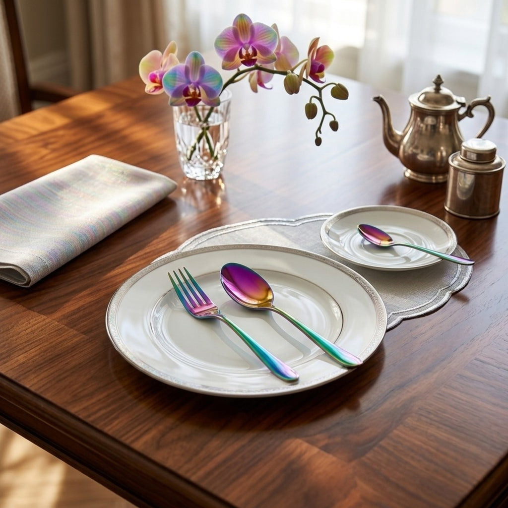 Set de cucharas de postre / 6 piezas color rainbow finish