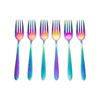 Set de tenedores de postre / 6 piezas color rainbow finish