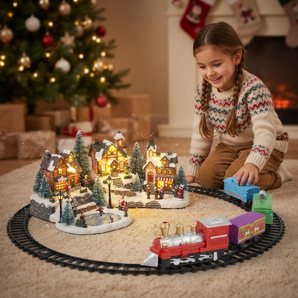Set de tren clásico a baterías con vías 16 piezas