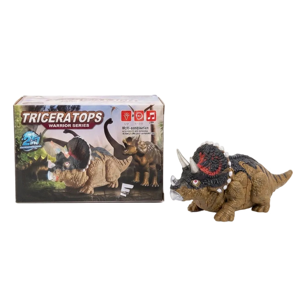 Dinosaurio triceratops interactivo con luces y sonidos