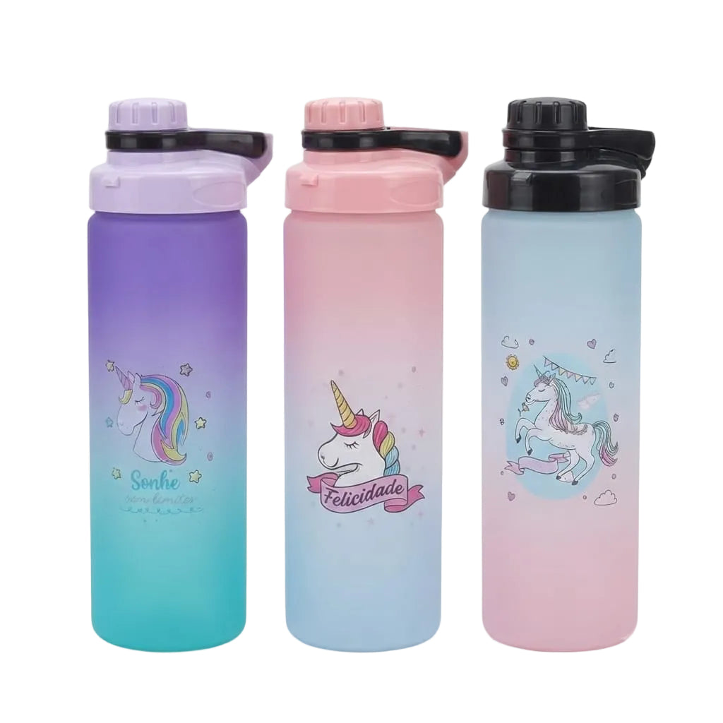 Botella unicornio, plástica 1L