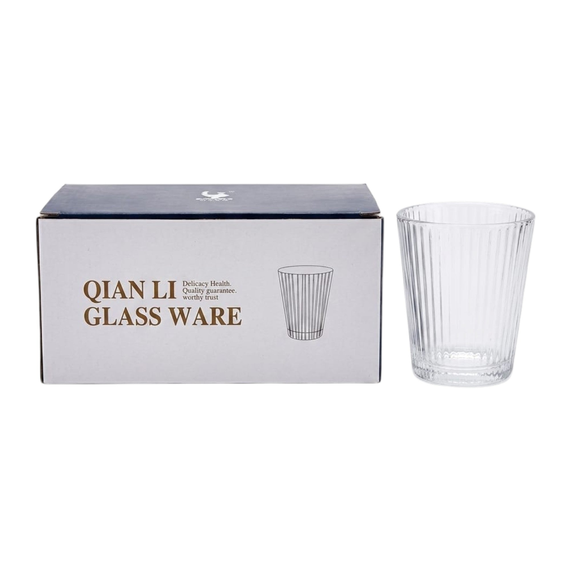 Set de 6 vasos de vidrio estriado